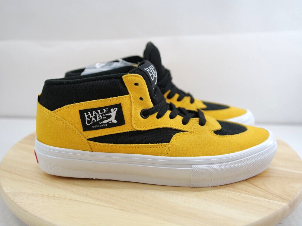 VANS Half Cab Bruce Lee Taxi Yellow Suede‎ 2 Sets Laces PopCush Shoes Men's 8